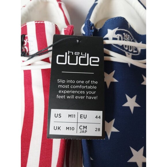 NWT Hey Dude Wally Patriotic American Flag Red Blue Men's Sz 11 - Picture 7 of 11